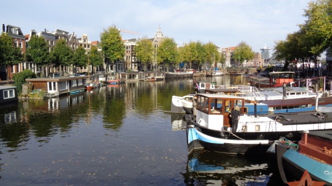 Boat Houses on Amstel River - Amsterdam